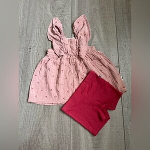 Rabbit + Bear Dress and Shorts Cherry Matching Set Size 24 Months